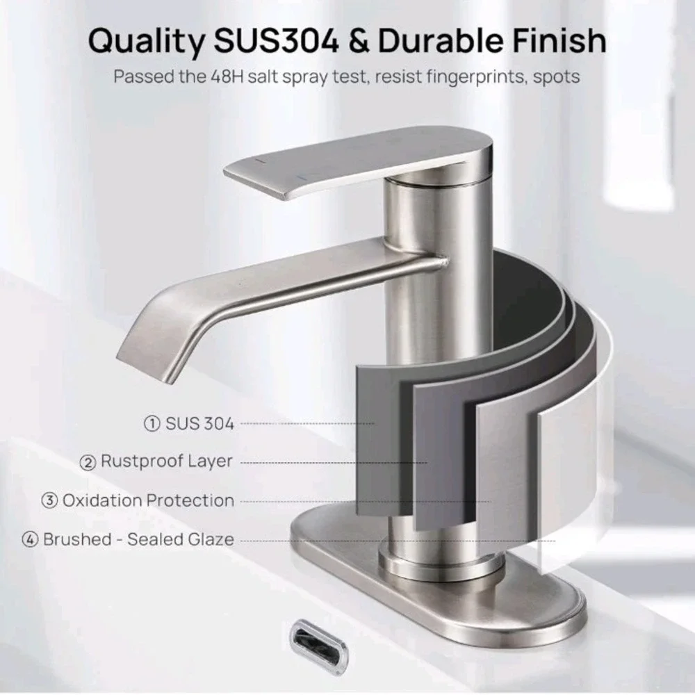 Brushed Nickel Waterfall Single Handle‎ Bathroom Faucet